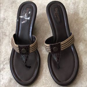 Eric Javits braided thong wedge sandals size 10.5